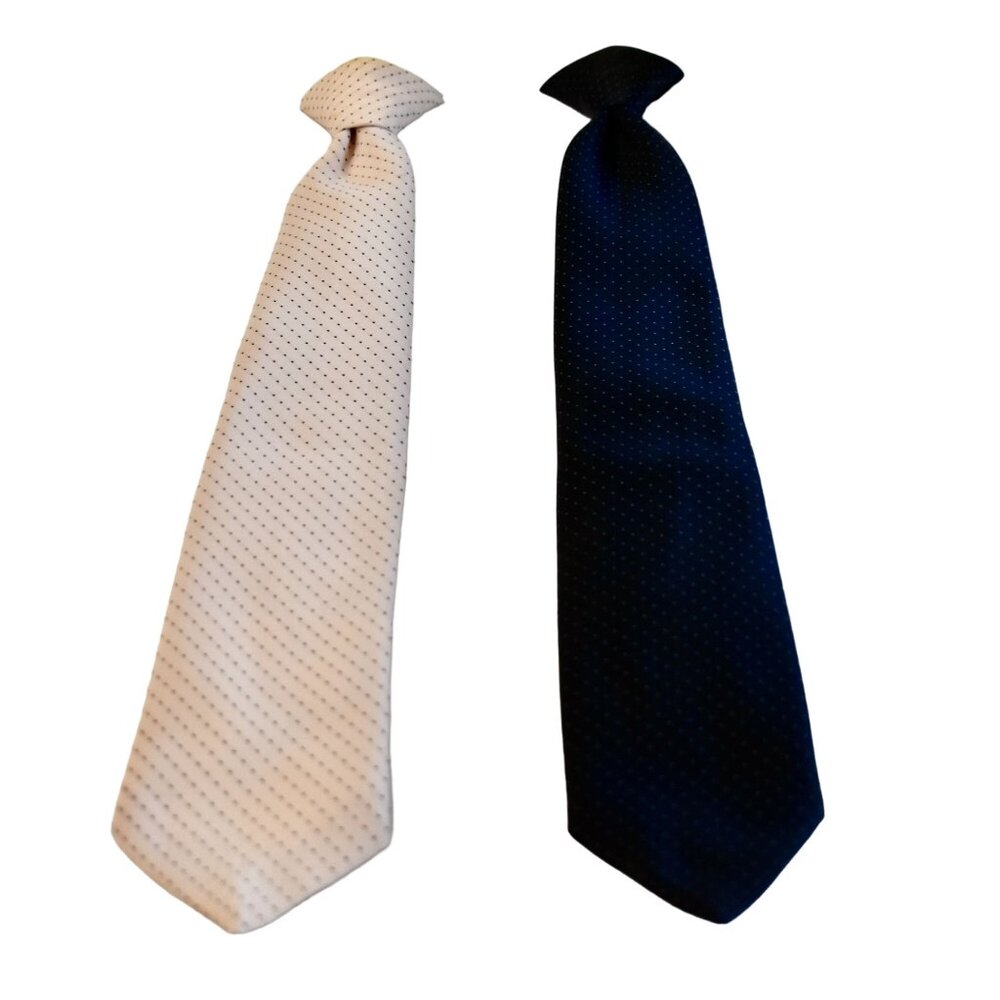 set of 2 Vintage Clip-on Ties Polkadot Pink Blue